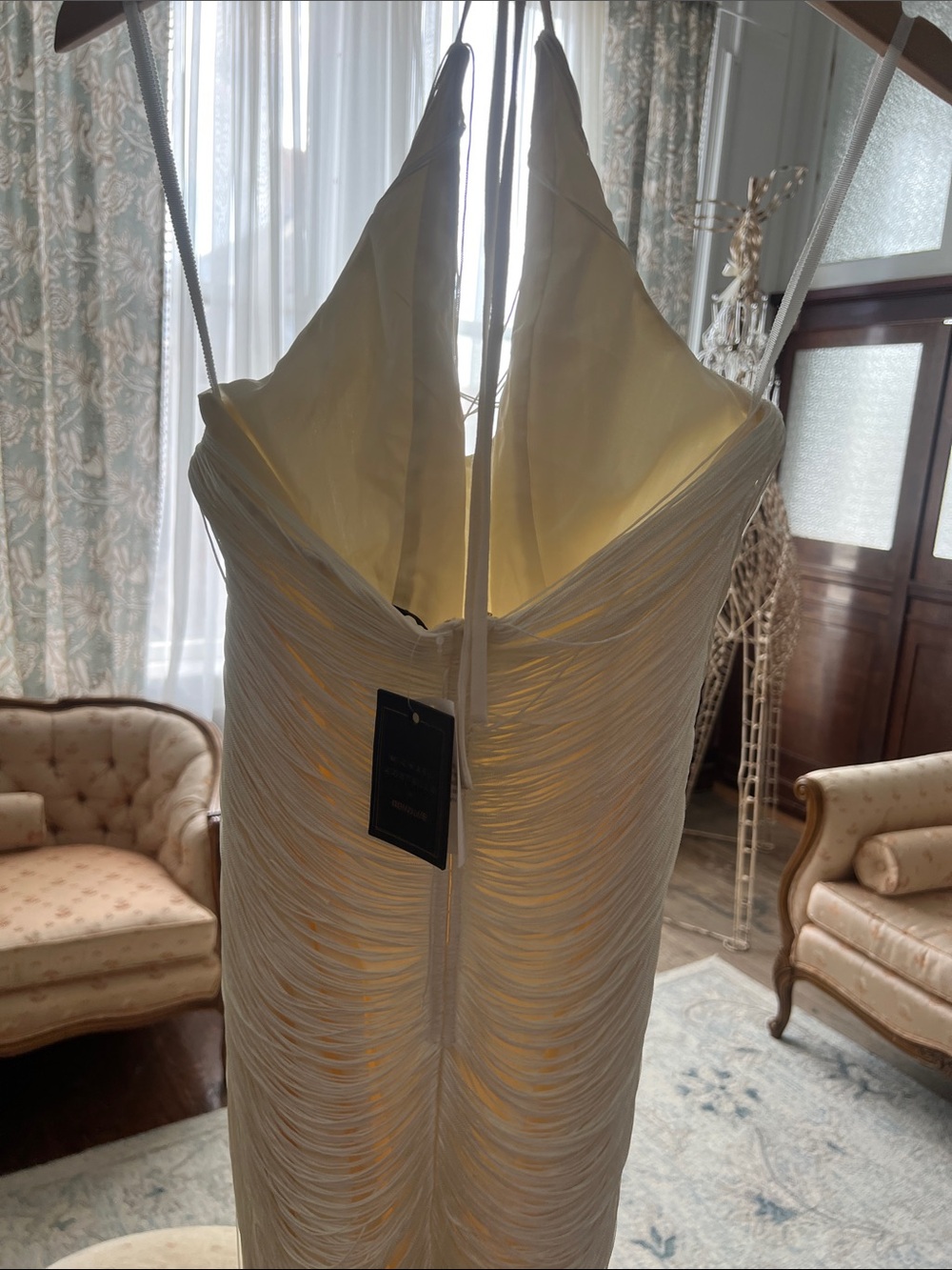 Michael Costello Cream Ruched Spaghetti-Strap Mini Dress - Picture 5 of 5